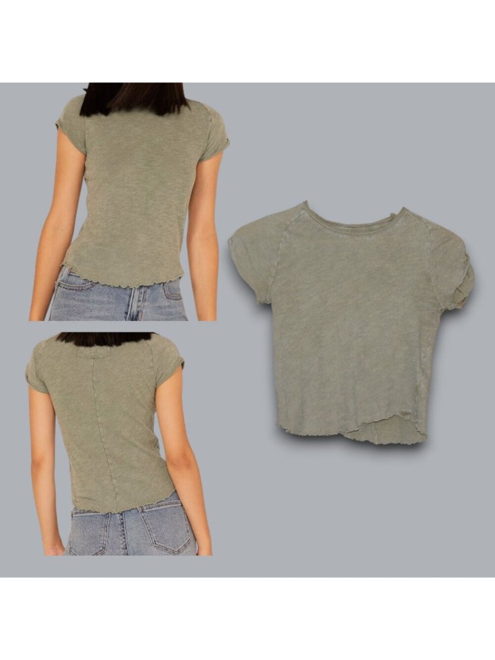 Free People Women's Sz XS Be My Baby Tee Distressed Cropped T-SHIRT